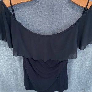 Garage ruffle sleeves off shoulder top black M